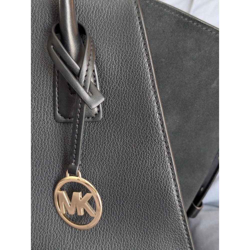 Michael Kors Large Avril Leather Satchel Crossbody Bag Black Suede & Leather - Picture 3 of 8